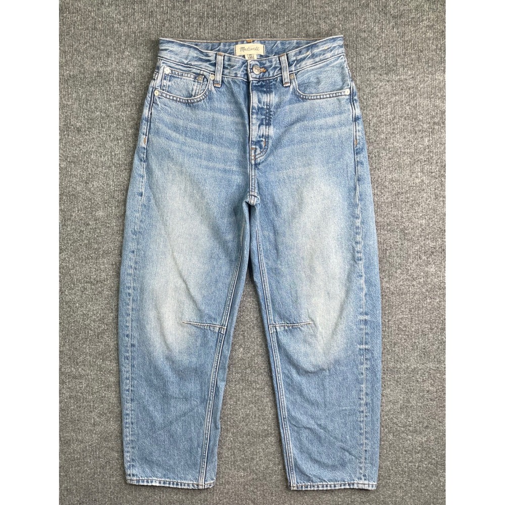 Madewell The Darted‎ Barrel-Leg Jean Womens 24 Blue Light Wash High Rise Denim